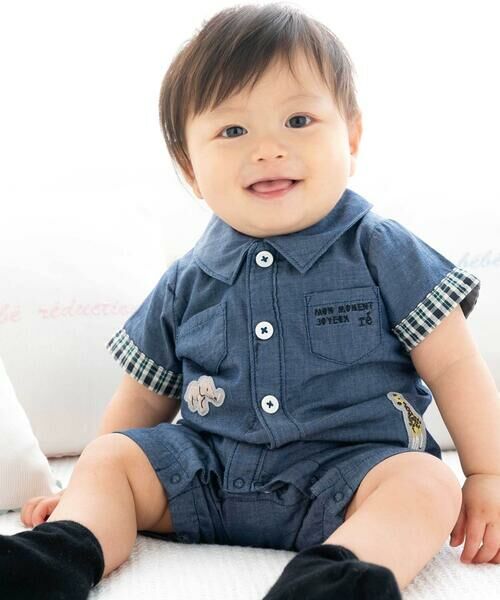 fillot de bebe reduction / フィヨ デュ ベベ ルダクティオン ロンパース | ダンガリーアニマルワッペンカバーオール(70~80cm) | 詳細2