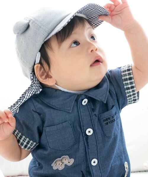 fillot de bebe reduction / フィヨ デュ ベベ ルダクティオン ロンパース | ダンガリーアニマルワッペンカバーオール(70~80cm) | 詳細3