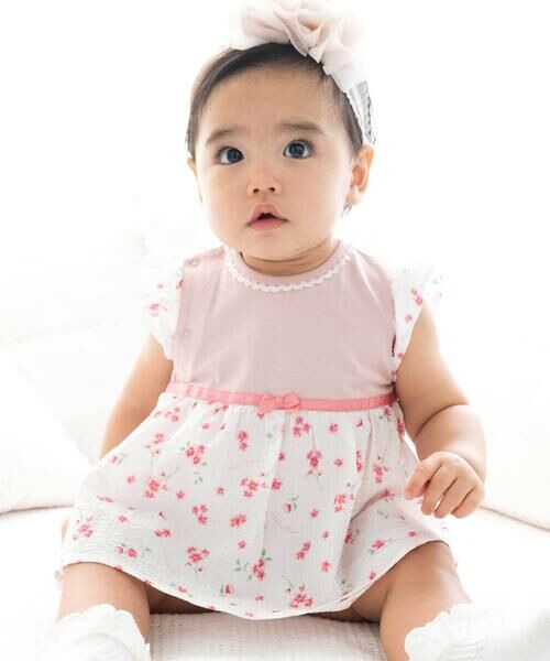 fillot de bebe reduction/フィヨ デュ ベベ ルダクティオン 花柄リップルスカートボディミニ(70~80cm) ピンク系 70cm fillot de bebe reduction/フィヨ デュ ベベ ルダクティオン 花柄リップルスカートボディミニ(70~80cm) ピンク系 70cm