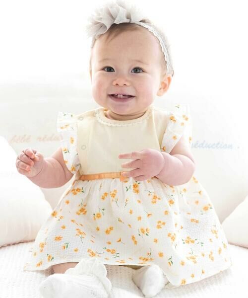 fillot de bebe reduction/フィヨ デュ ベベ ルダクティオン 花柄リップルスカートボディミニ(70~80cm) イエロー系 70cm fillot de bebe reduction/フィヨ デュ ベベ ルダクティオン 花柄リップルスカートボディミニ(70~80cm) イエロー系 70cm