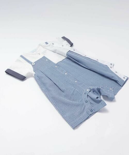 fillot de bebe reduction / フィヨ デュ ベベ ルダクティオン ロンパース | リップルストライプ重ね着カバーオール(70~80cm) | 詳細12