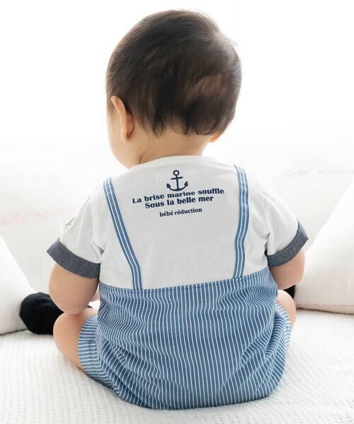 fillot de bebe reduction / フィヨ デュ ベベ ルダクティオン ロンパース | リップルストライプ重ね着カバーオール(70~80cm) | 詳細4