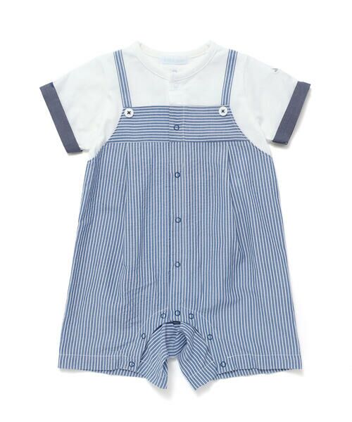 fillot de bebe reduction / フィヨ デュ ベベ ルダクティオン ロンパース | リップルストライプ重ね着カバーオール(70~80cm) | 詳細5