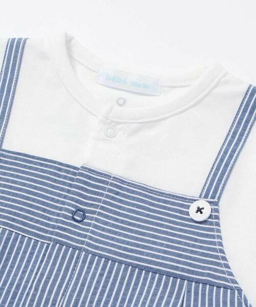 fillot de bebe reduction / フィヨ デュ ベベ ルダクティオン ロンパース | リップルストライプ重ね着カバーオール(70~80cm) | 詳細7