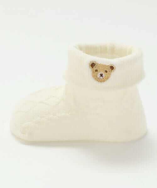 fillot de bebe reduction / フィヨ デュ ベベ ルダクティオン ベビー・キッズグッズ | 折り返しクマ刺しゅうソックス(8~13cm) | 詳細4