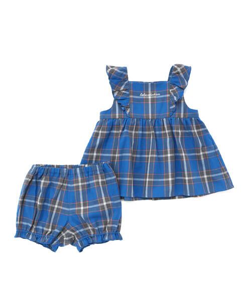 fillot de bebe reduction / フィヨ デュ ベベ ルダクティオン ベビー・キッズウエア | 【お揃い】【神戸タータン×BeBe】ロゴ刺しゅうチュニック+ブルマセット(70~90cm) | 詳細3
