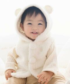 fillot de bebe reduction / フィヨ デュ ベベ ルダクティオン ベビー・キッズウエア | 【お揃い】モコモコ耳付きフードフリースベスト(60~90cm)