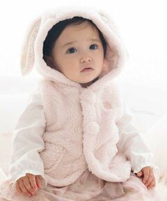 fillot de bebe reduction / フィヨ デュ ベベ ルダクティオン ベビー・キッズウエア | 【お揃い】モコモコ耳付きフードフリースベスト(60~90cm)