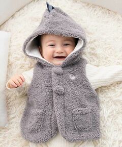 fillot de bebe reduction / フィヨ デュ ベベ ルダクティオン ベビー・キッズウエア | 【お揃い】モコモコ耳付きフードフリースベスト(60~90cm)