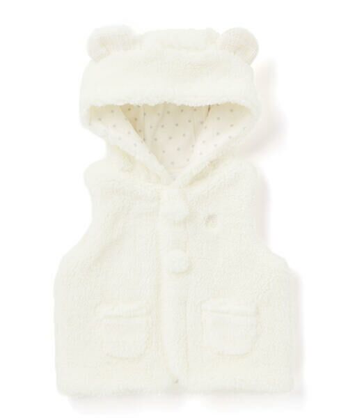 fillot de bebe reduction / フィヨ デュ ベベ ルダクティオン ベビー・キッズウエア | 【お揃い】モコモコ耳付きフードフリースベスト(60~90cm) | 詳細2