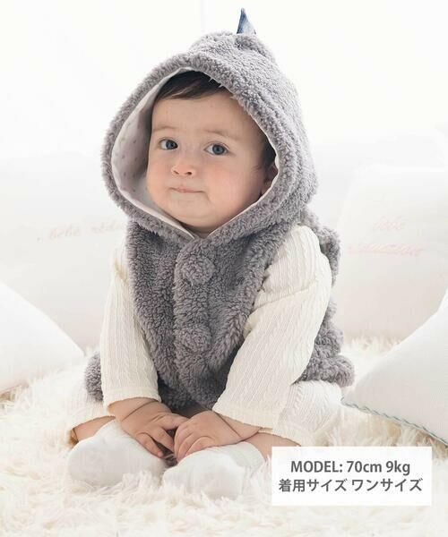 fillot de bebe reduction / フィヨ デュ ベベ ルダクティオン ベビー・キッズウエア | 【お揃い】モコモコ耳付きフードフリースベスト(60~90cm) | 詳細13