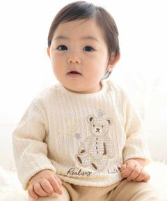fillot de bebe reduction / フィヨ デュ ベベ ルダクティオン ベビー・キッズウエア | 【お揃い】ケーブルニットクマパッチ長袖Tシャツ(70~90cm)