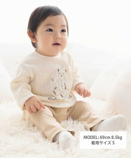 fillot de bebe reduction / フィヨ デュ ベベ ルダクティオン ベビー・キッズウエア | 【お揃い】ケーブルニットクマパッチ長袖Tシャツ(70~90cm) | 詳細4