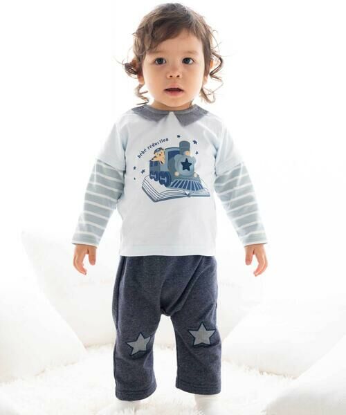 fillot de bebe reduction / フィヨ デュ ベベ ルダクティオン ベビー・キッズウエア | 【お揃い】ボーダー星パッチインレイロングパンツ(70~90cm) | 詳細2