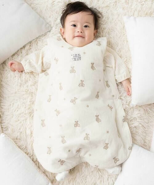 fillot de bebe reduction/フィヨ デュ ベベ ルダクティオン 【お揃い】マイクロフリースクマ刺しゅうスリーパー(50~90cm) オフホワイト系 ワンサイズ fillot de bebe reduction/フィヨ デュ ベベ ルダクティオン 【お揃い】マイクロフリースクマ刺しゅうスリーパー(50~90cm) オフホワイト系 ワンサイズ
