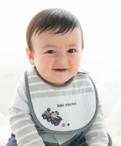 fillot de bebe reduction / フィヨ デュ ベベ ルダクティオン スタイ・ビブ | 【お揃い】ボーダー切り替え汽車モチーフスタイ