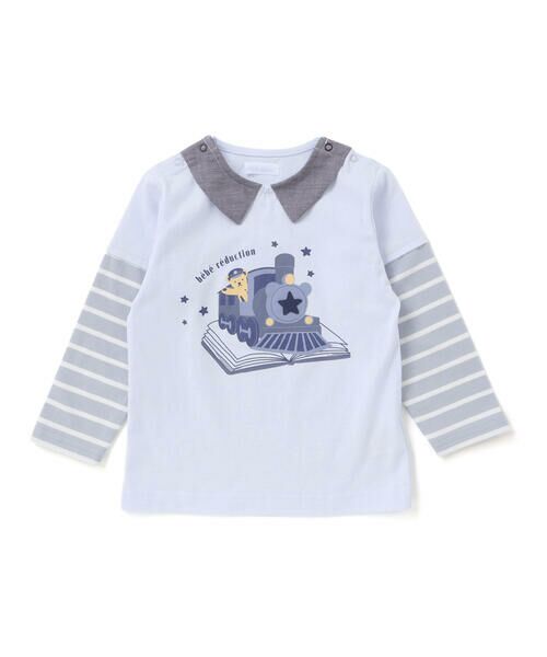 fillot de bebe reduction / フィヨ デュ ベベ ルダクティオン ベビー・キッズウエア | 【お揃い】ボーダー袖切り替え汽車プリント長袖Tシャツ(70~90cm) | 詳細4