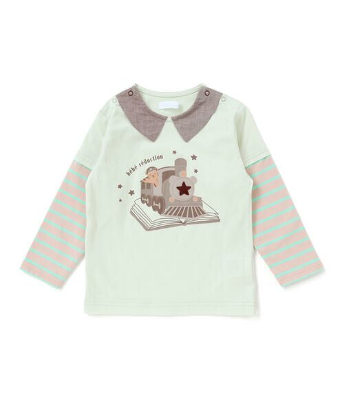 fillot de bebe reduction / フィヨ デュ ベベ ルダクティオン ベビー・キッズウエア | 【お揃い】ボーダー袖切り替え汽車プリント長袖Tシャツ(70~90cm) | 詳細6