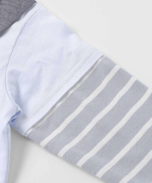 fillot de bebe reduction / フィヨ デュ ベベ ルダクティオン ロンパース | 【お揃い】ボーダー袖切り替え長袖カバーオール(70~80cm) | 詳細8