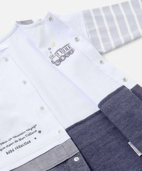 fillot de bebe reduction / フィヨ デュ ベベ ルダクティオン ロンパース | 【お揃い】ボーダー袖切り替え長袖カバーオール(70~80cm) | 詳細11