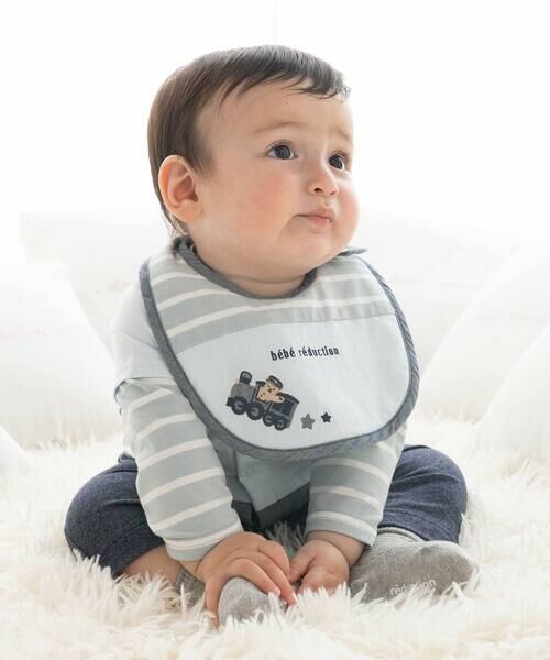 fillot de bebe reduction / フィヨ デュ ベベ ルダクティオン ロンパース | 【お揃い】ボーダー袖切り替え長袖カバーオール(70~80cm) | 詳細2