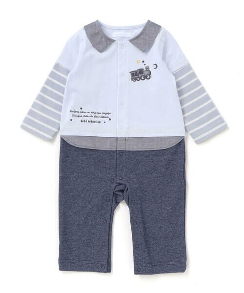 fillot de bebe reduction / フィヨ デュ ベベ ルダクティオン ロンパース | 【お揃い】ボーダー袖切り替え長袖カバーオール(70~80cm) | 詳細3