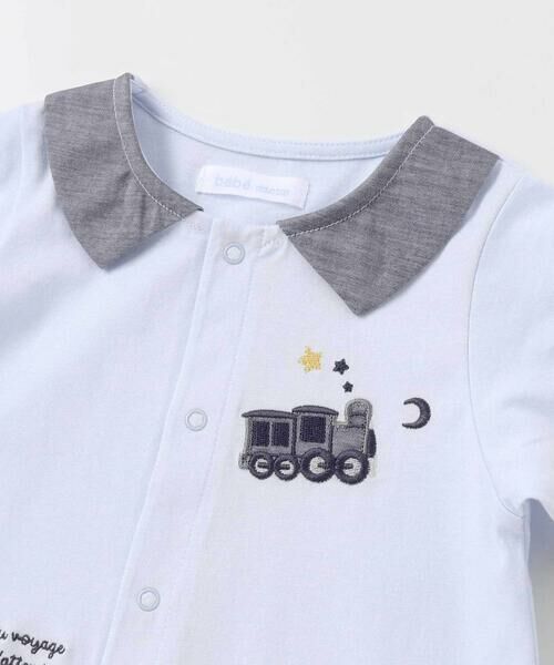 fillot de bebe reduction / フィヨ デュ ベベ ルダクティオン ロンパース | 【お揃い】ボーダー袖切り替え長袖カバーオール(70~80cm) | 詳細5