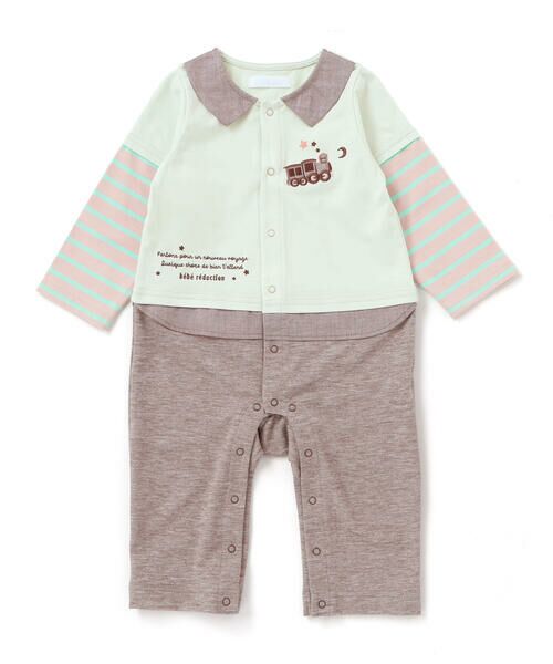 fillot de bebe reduction / フィヨ デュ ベベ ルダクティオン ロンパース | 【お揃い】ボーダー袖切り替え長袖カバーオール(70~80cm) | 詳細16