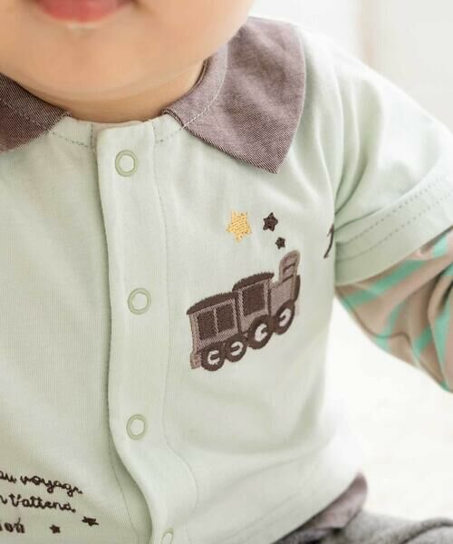 fillot de bebe reduction / フィヨ デュ ベベ ルダクティオン ロンパース | 【お揃い】ボーダー袖切り替え長袖カバーオール(70~80cm) | 詳細14