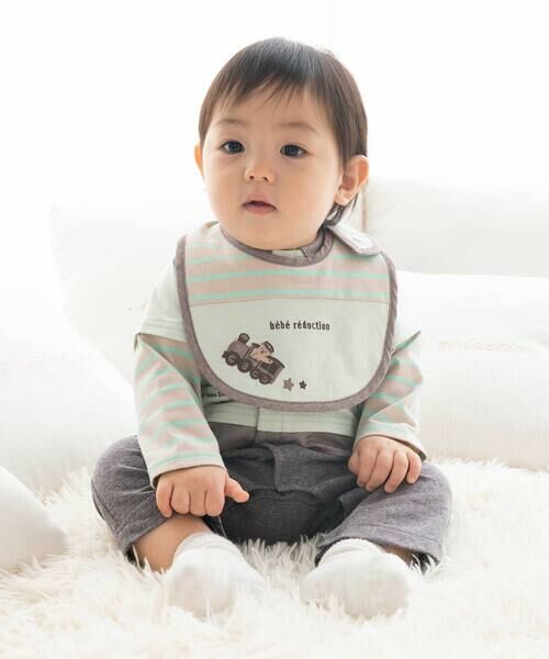 fillot de bebe reduction / フィヨ デュ ベベ ルダクティオン ロンパース | 【お揃い】ボーダー袖切り替え長袖カバーオール(70~80cm) | 詳細15