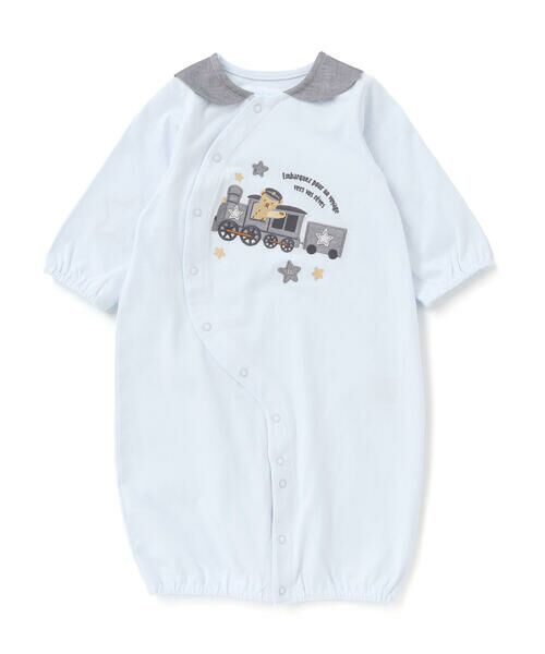 fillot de bebe reduction / フィヨ デュ ベベ ルダクティオン ロンパース | 【お揃い】天竺汽車パッチ長袖2WAYオール(50~75cm) | 詳細1