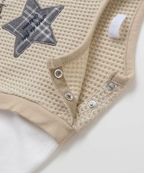 fillot de bebe reduction / フィヨ デュ ベベ ルダクティオン ベビー・キッズウエア | 【お揃い】ワッフル重ね着風星パッチワークトレーナー(70~90cm) | 詳細7
