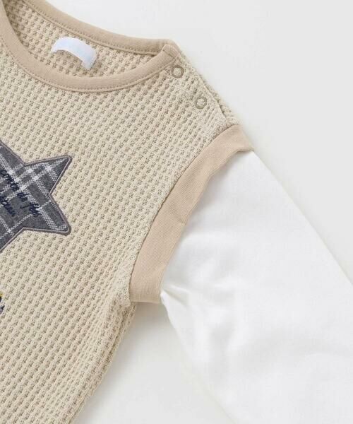 fillot de bebe reduction / フィヨ デュ ベベ ルダクティオン ベビー・キッズウエア | 【お揃い】ワッフル重ね着風星パッチワークトレーナー(70~90cm) | 詳細8