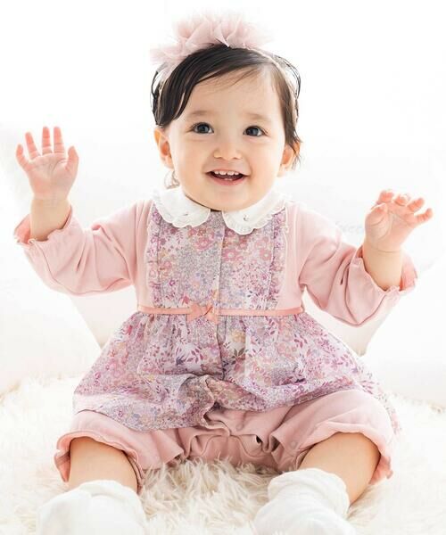 fillot de bebe reduction / フィヨ デュ ベベ ルダクティオン ロンパース | 【お揃い】リバティタナローン(Patchwork Classics)エプロン付きカバーオール(70~80cm) | 詳細2