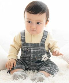 fillot de bebe reduction / フィヨ デュ ベベ ルダクティオン ロンパース | 【お揃い】重ね着風チェック柄ジャガード星パッチワークカバーオール(70~80cm)