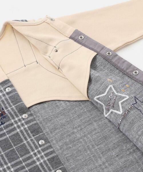 fillot de bebe reduction / フィヨ デュ ベベ ルダクティオン ロンパース | 【お揃い】重ね着風チェック柄ジャガード星パッチワークカバーオール(70~80cm) | 詳細12