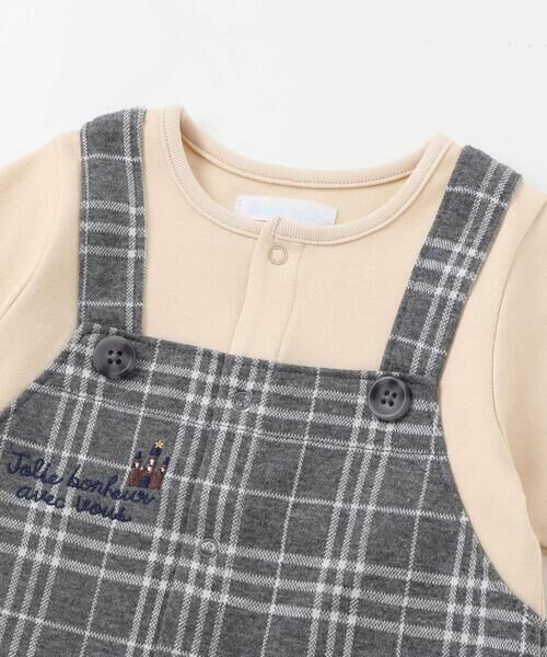 fillot de bebe reduction / フィヨ デュ ベベ ルダクティオン ロンパース | 【お揃い】重ね着風チェック柄ジャガード星パッチワークカバーオール(70~80cm) | 詳細6