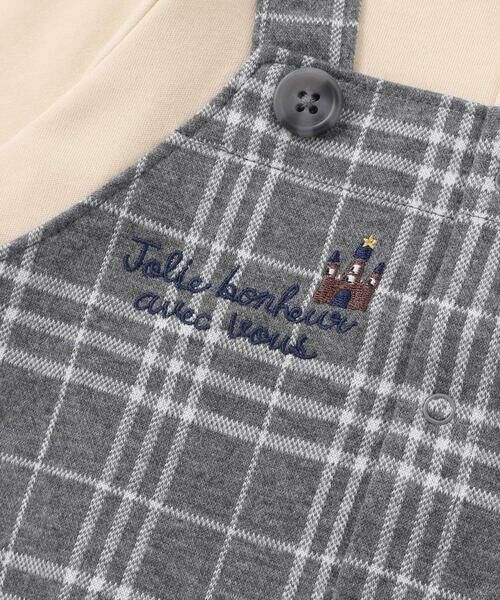 fillot de bebe reduction / フィヨ デュ ベベ ルダクティオン ロンパース | 【お揃い】重ね着風チェック柄ジャガード星パッチワークカバーオール(70~80cm) | 詳細7