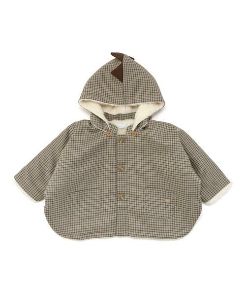 fillot de bebe reduction / フィヨ デュ ベベ ルダクティオン ベビー・キッズウエア | チェック恐竜フードマント(70~90cm) | 詳細3
