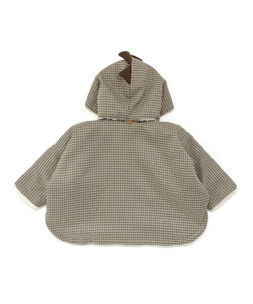 fillot de bebe reduction / フィヨ デュ ベベ ルダクティオン ベビー・キッズウエア | チェック恐竜フードマント(70~90cm) | 詳細4