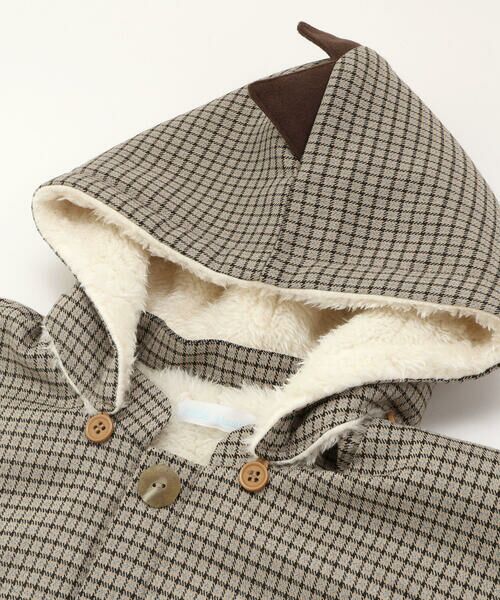 fillot de bebe reduction / フィヨ デュ ベベ ルダクティオン ベビー・キッズウエア | チェック恐竜フードマント(70~90cm) | 詳細5