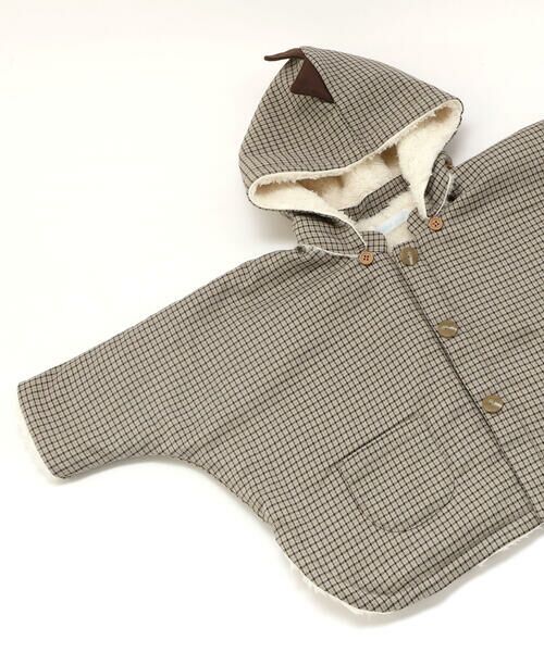 fillot de bebe reduction / フィヨ デュ ベベ ルダクティオン ベビー・キッズウエア | チェック恐竜フードマント(70~90cm) | 詳細8