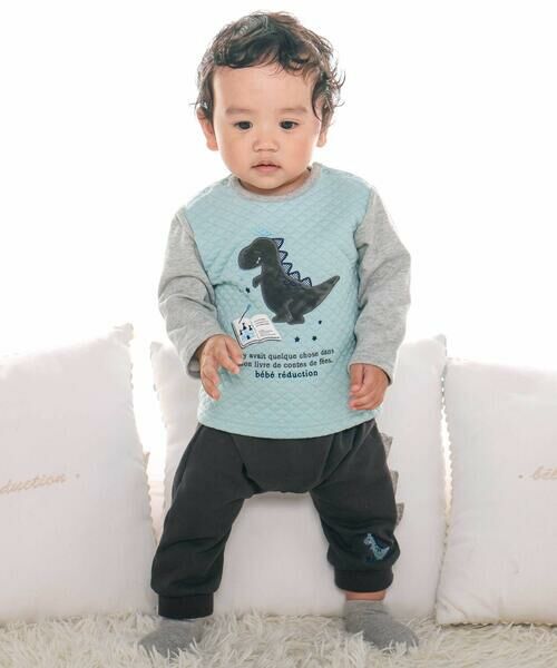 fillot de bebe reduction / フィヨ デュ ベベ ルダクティオン ベビー・キッズウエア | 【お揃い】キルト恐竜パッチ切り替えトレーナー(70~90cm) | 詳細3