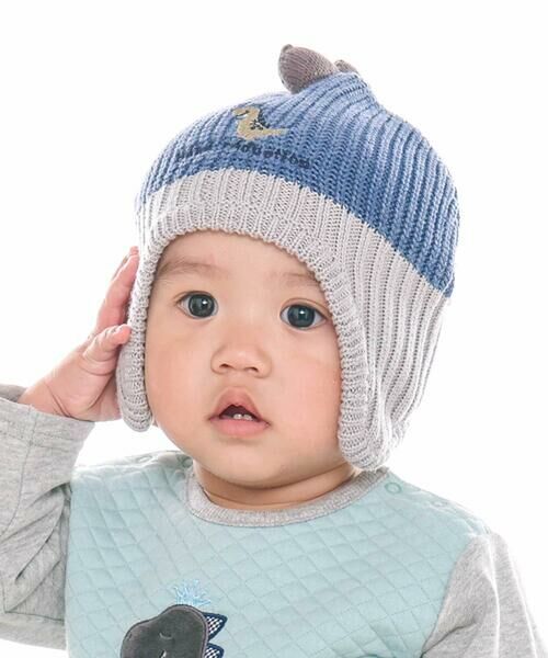 fillot de bebe reduction / フィヨ デュ ベベ ルダクティオン ベビー・キッズグッズ | 恐竜耳当て付きニット帽(46~48cm) | 詳細1