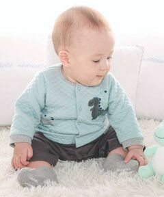 fillot de bebe reduction / フィヨ デュ ベベ ルダクティオン ロンパース | 【お揃い】キルト恐竜パッチ切り替えカバーオール(70~80cm)