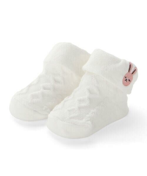 fillot de bebe reduction / フィヨ デュ ベベ ルダクティオン ベビー・キッズグッズ | 【お揃い】折り返しウサギ刺しゅうソックス(8~13cm) | 詳細1
