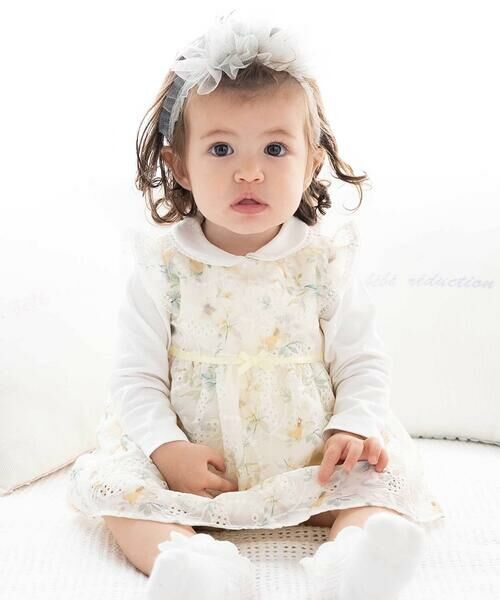 fillot de bebe reduction / フィヨ デュ ベベ ルダクティオン ベビー・キッズウエア | 【お揃い】オーガンジー花柄プリントワンピース＆スムースブルマセット(70~90cm)（イエロー系）