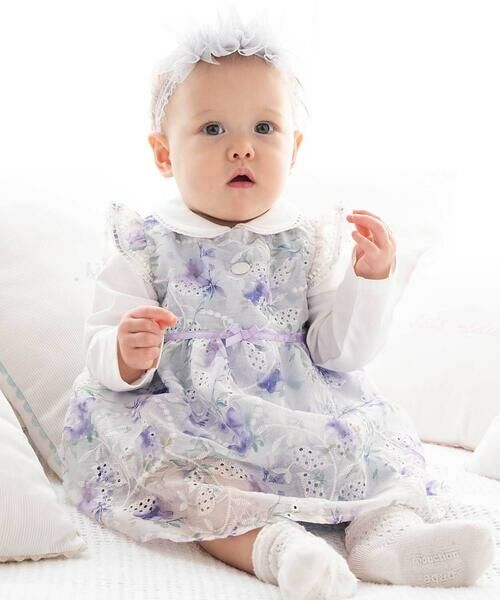 fillot de bebe reduction / フィヨ デュ ベベ ルダクティオン ベビー・キッズウエア | 【お揃い】オーガンジー花柄プリントワンピース＆スムースブルマセット(70~90cm)（パープル系）