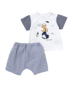 fillot de bebe reduction / フィヨ デュ ベベ ルダクティオン ベビー・キッズウエア | 天竺半袖Tシャツ&ダンガリーパンツセット(70~90cm)