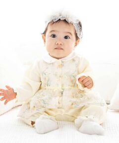 fillot de bebe reduction / フィヨ デュ ベベ ルダクティオン ロンパース | 【お揃い】オーガンジー花柄プリントスカート付き長袖カバーオール(70~80cm)